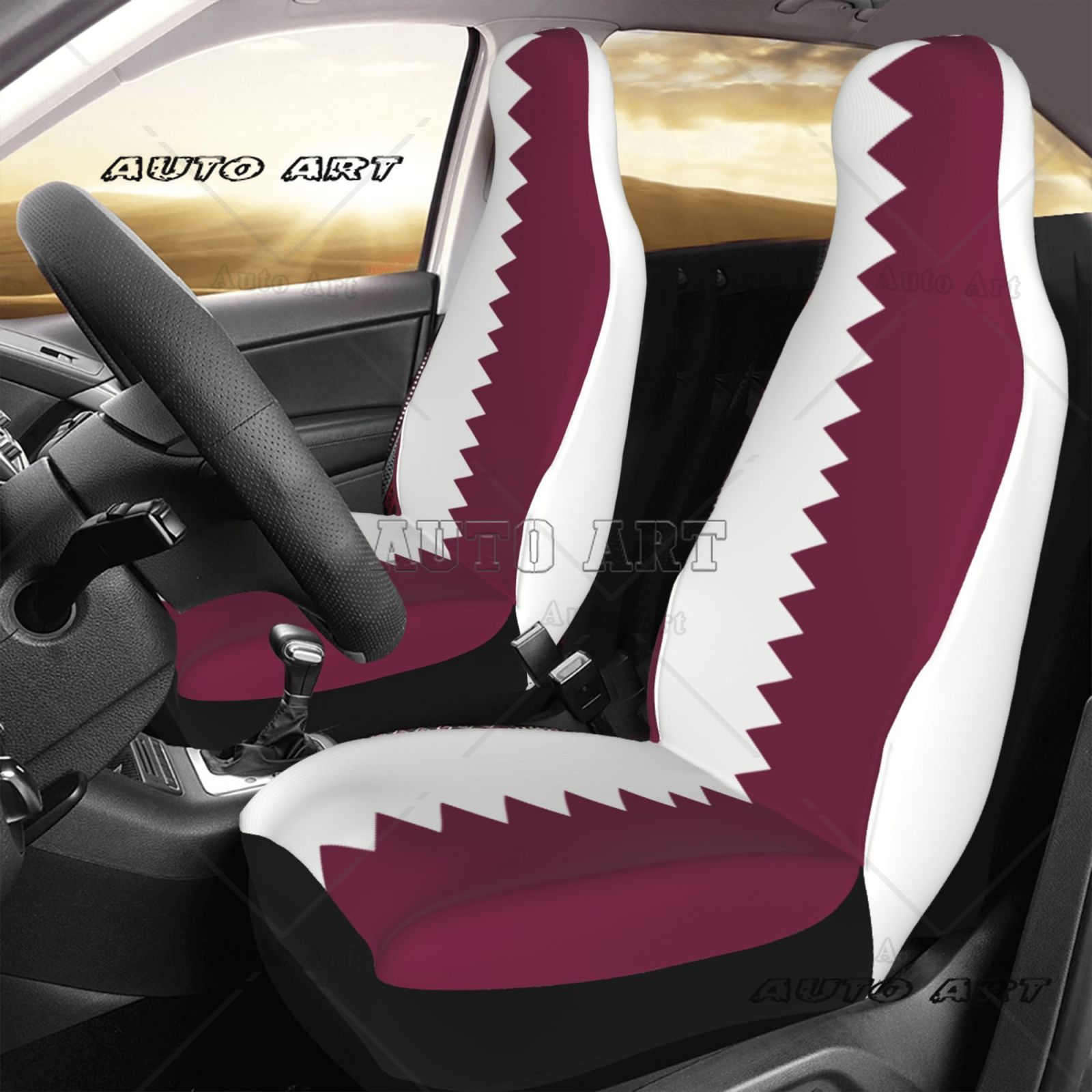 Qatar Flag Printed Patriotic-t - Car Accessories Qatar incelemesi ve fiyatı