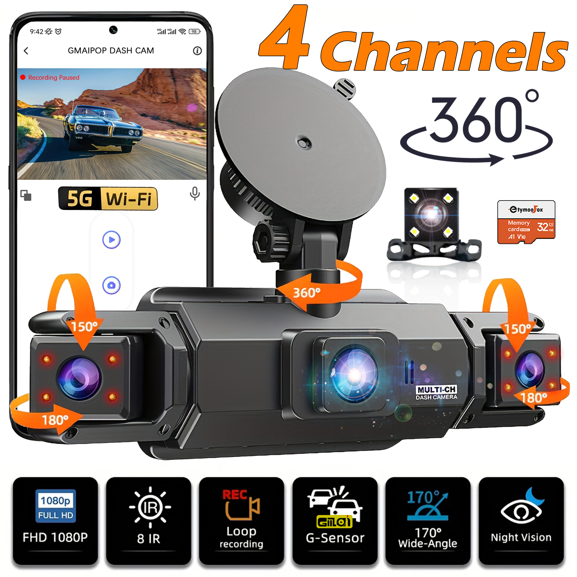 Car 4Ch Dash cam 360° WIFI Vid - Car Accessories Thailand incelemesi ve fiyatı